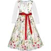 Sunny Fashion Flower Girls Dress Embroidered Long Sleeve Party Birthday