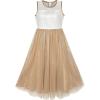 Sunny Fashion Flower Girls Dress Lace Hem Butterfly Wedding First Communion(Tan Color)