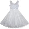 Sunny Fashion Flower Girls Dress Lace Pearl Flowers Pageant Wedding Tulle(Gray)