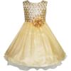 Sunny Fashion Flower Girls Dress Lace Pearl Flowers Pageant Wedding Tulle(Metallic)