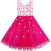 Sunny Fashion Flower Girls Dress Lace Pearl Flowers Pageant Wedding Tulle(Pink)