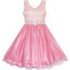 Sunny Fashion Flower Girls Dress Lace Pearl Flowers Pageant Wedding Tulle(Shining Pink)