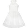Sunny Fashion Flower Girls Dress Lace Sequins Sparkling Wedding Bridesmaid(White)