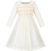 Sunny Fashion Flower Girls Dress Lace Square Party Pageant Wedding Vintage Formal(Light Beige)