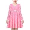 Sunny Fashion Flower Girls Dress Lace Square Party Pageant Wedding Vintage Formal(Light Pink)