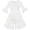Sunny Fashion Flower Girls Dress Off White Lace Wedding Pageant Party Size 5-10(White)