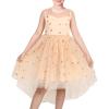 Sunny Fashion Flower Girls Dress Unicorn Rainbow Pageant Princess Party(Beige Star)