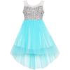 Sunny Fashion Flower Girls Dress Unicorn Rainbow Pageant Princess Party(Blue)