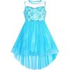 Sunny Fashion Flower Girls Dress Unicorn Rainbow Pageant Princess Party(Blue Snowflake)