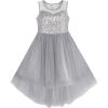 Sunny Fashion Flower Girls Dress Unicorn Rainbow Pageant Princess Party(Gray)