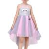 Sunny Fashion Flower Girls Dress Unicorn Rainbow Pageant Princess Party(Pink Grey Mouse)