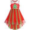 Sunny Fashion Flower Girls Dress Unicorn Rainbow Pageant Princess Party(Red Christmas Tree)