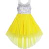 Sunny Fashion Flower Girls Dress Unicorn Rainbow Pageant Princess Party(Yellow)