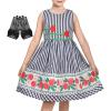 Sunny Fashion Flower Girls Dress White Tea Party Gloves Princess Dress Size 4-12(Black Striped)
