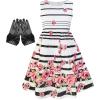 Sunny Fashion Flower Girls Dress White Tea Party Gloves Princess Dress Size 4-12(Pink Flower Set)