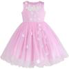 Sunny Fashion Flower Girls Dress White Wedding Pageant Bridesmaid Gown Size 3-10(Pink Flower)