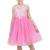Sunny Fashion Flower Girls Dress White Wedding Pageant Bridesmaid Gown Size 3-10(Pink Rhinestone)