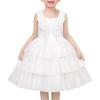 Sunny Fashion Flower Girls Dress White Wedding Pageant Bridesmaid Gown Size 3-10(White Layer)