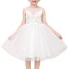 Sunny Fashion Flower Girls Dress White Wedding Pageant Bridesmaid Gown Size 3-10(White Rhinestone)