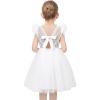 Sunny Fashion Flower Girls Dress White Wedding Pageant Bridesmaid Gown Size 3-10(White V-neck)