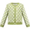 Sunny Fashion Girls Cardigan Button Up Sweater Long Sleeve Warm Casual Knit Jacket(Green Plaid)