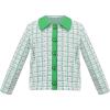 Sunny Fashion Girls Cardigan Button Up Sweater Long Sleeve Warm Casual Knit Jacket(Green Plaid Checks)