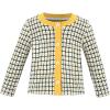 Sunny Fashion Girls Cardigan Button Up Sweater Long Sleeve Warm Casual Knit Jacket(Yellow Plaid)