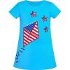 Sunny Fashion Girls Casual Dress Cotton Short Sleeve Swan Embroidered Size 2-6(American Flag)