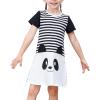 Sunny Fashion Girls Casual Dress Cotton Short Sleeve Swan Embroidered Size 2-6(Black Panda)