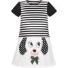 Sunny Fashion Girls Casual Dress Cotton Short Sleeve Swan Embroidered Size 2-6(Black White)