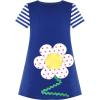 Sunny Fashion Girls Casual Dress Cotton Short Sleeve Swan Embroidered Size 2-6(Blue Flower)