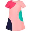 Sunny Fashion Girls Casual Dress Cotton Short Sleeve Swan Embroidered Size 2-6(Coral)