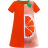 Sunny Fashion Girls Casual Dress Cotton Short Sleeve Swan Embroidered Size 2-6(Orange)