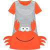 Sunny Fashion Girls Casual Dress Cotton Short Sleeve Swan Embroidered Size 2-6(Orange Crab)
