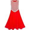 Sunny Fashion Girls Dress 2-in-1 Red Lace Chiffon Bridesmaid Wedding Party