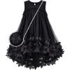 Sunny Fashion Girls Dress A-line Cute Handbag White Princess Size 5-10(Black)