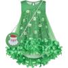 Sunny Fashion Girls Dress A-line Cute Handbag White Princess Size 5-10(Green Santa)