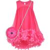 Sunny Fashion Girls Dress A-line Cute Handbag White Princess Size 5-10(Red Pink)