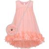 Sunny Fashion Girls Dress A-line Cute Handbag White Princess Size 5-10(Salmon Pink)