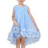 Sunny Fashion Girls Dress A-line Cute Handbag White Princess Size 5-10(Sky Blue Bag)