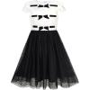 Sunny Fashion Girls Dress Back School Black White Bow Tie School Uniform