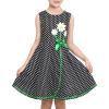 Sunny Fashion Girls Dress Blue Flower Print(Black Polka Dot)
