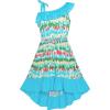 Sunny Fashion Girls Dress Blue One Shoulder Floral Hi-Low Party Dress Size 6-12