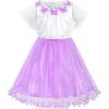 Sunny Fashion Girls Dress Cape Cloak Dress Purple Wedding Size 5-12(Purple)