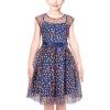 Sunny Fashion Girls Dress Caramel Star Lace Short Sleeve Pleated Collar Dress(Blue Dot)