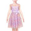 Sunny Fashion Girls Dress Caramel Star Lace Short Sleeve Pleated Collar Dress(Purple Dot)