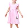 Sunny Fashion Girls Dress Casual Cotton Flying Sleeve Balloon(Pink)