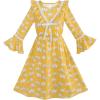 Sunny Fashion Girls Dress Chiffon Bell Sleeve Floral Elegant Dress Size 7-14