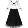 Sunny Fashion Girls Dress Chiffon Elbow-Length Sleeve Black White Size 6-12