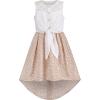Sunny Fashion Girls Dress Chiffon Floral High-Low Tie Waist Party Princess(Beige)